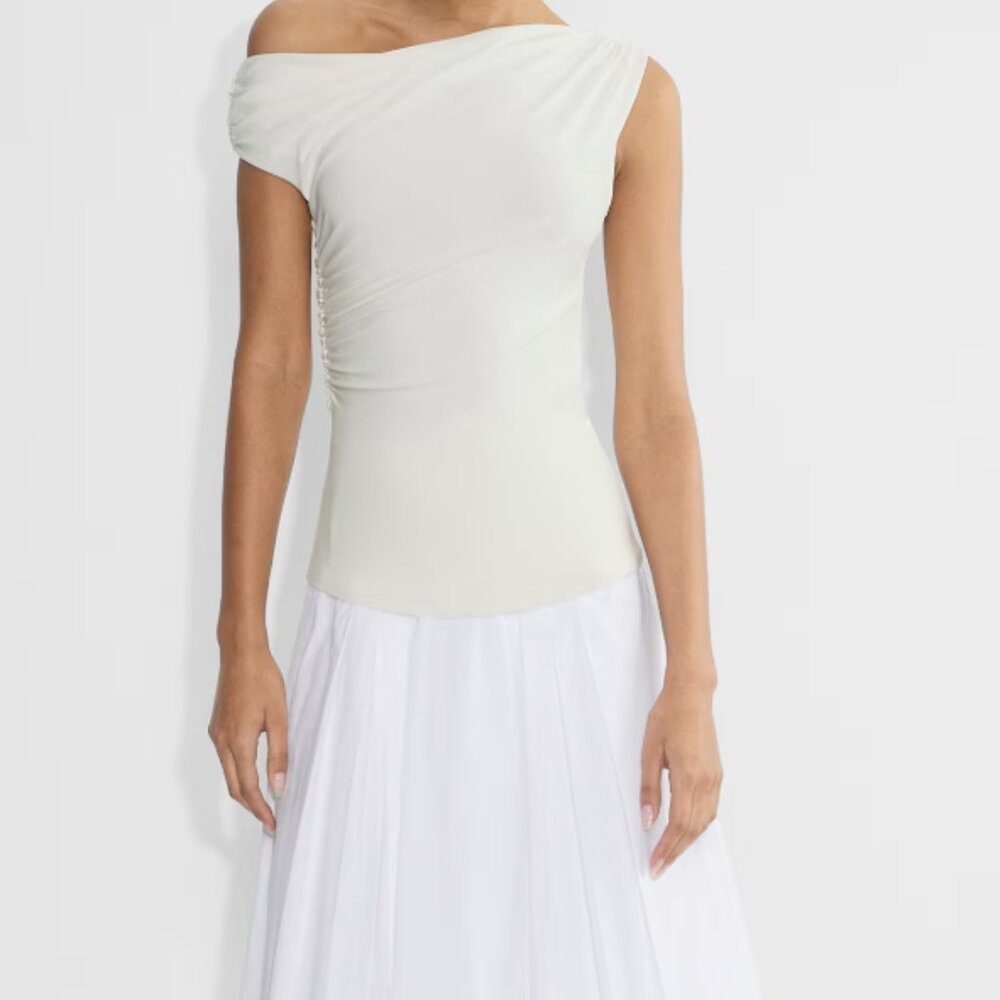 Babaton Cream One-Shoulder Gallery Top